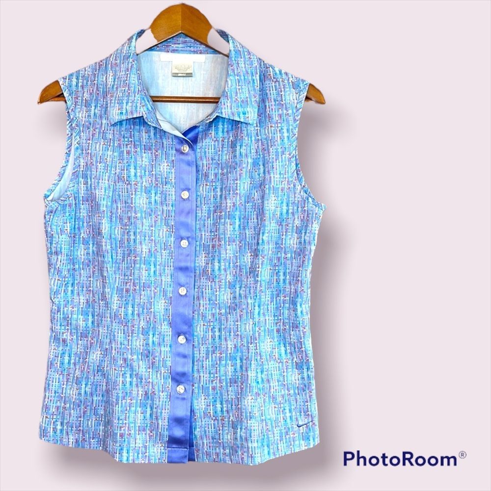 Nike Blue Button Down Sleeveless Shirt